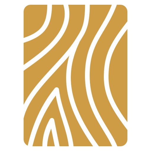 A rectangular icon with a stylized wood grain pattern in gold and black, featuring curved and wavy lines.